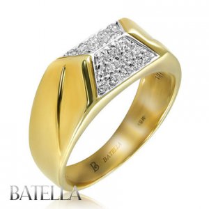 0.40 Ct F-G/VS2-SI1 Natural Round Diamond Pave Unisex Men's Ring 18K Yellow Gold