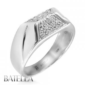0.40 Ct F-G/VS2-SI1 Natural Round Diamond Pave Unisex Men's Ring 18K White Gold