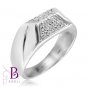 0.40 Ct F-G/VS2-SI1 Natural Round Diamond Pave Unisex Men's Ring 18K White Gold