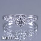 0.45 Carat I SI3 EX Natural Round Diamond Engagement Ring 14k White Gold. Women
