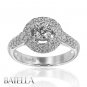 1.08 Ct F VS1 EX Round Cut Diamonds Engagement Ring 18K White Gold. Halo Setting