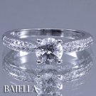 .95 Ct F I1 EX Cut, Pave Round Diamonds Engagement Ring 14k White Gold. Ladies