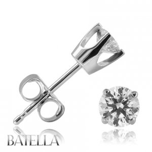 0.52 Ct G-H/VS1 Natural Round Cut Diamonds Stud Earrings 14k White Gold. Unisex