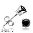 .18 Ct Natural VG-EX Round Brilliant Black Diamond Stud Earrings 14k White Gold