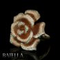 0.65 Ct VVS2 VS1 Natural Round Diamond Pave Flower Ring 18k Pink Gold. Women's