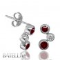 .50 Ct Red Rubies Gemstone & Natural Round Diamonds Stud Earrings 18k White Gold