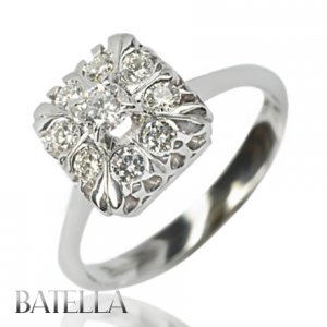 0.48 Carats E/VVS2 EX Natural Round Cut Diamond Engagement Ring 14k White Gold