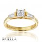 .91 Carat J/VS1 Princess & Baguette Diamonds 3-Stone Ring 18k Yellow Gold Womens