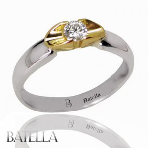 0.13 Ct F/VVS1 EX Round Solitaire Diamond Engagement Ring 18k White Yellow Gold