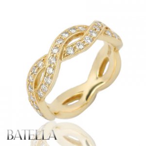 .86 Ct G-H/SI1,2 Round Diamonds Wedding Pave Eternity Band Ring 14k Yellow Gold