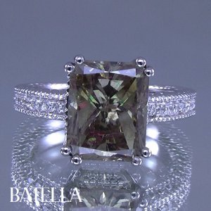 Certified 4.67 Ct Fancy Radiant & Side Diamonds Engagement Ring 14k White Gold