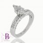 1.17 Ct F/SI1 Natural Marquise & Round Diamond Engagement Ring 14k White Gold
