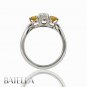 .81 Ct White J/VS2 & Fancy Yellow Round Diamond Engagement 3-Stone Ring 18k Gold