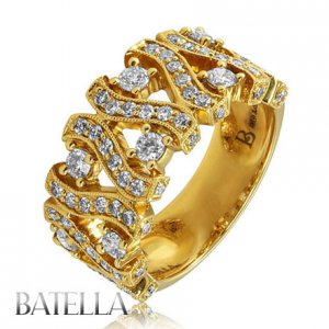 1.45 Ct E-F Round Diamond Anniversary Wedding Pave Set Band Ring 18k Yellow Gold