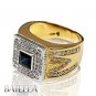 Men's 2.65 Carat VS1 Princess Blue Sapphire & Pave Round Diamonds 18k Y & W Gold