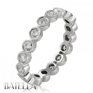 1.15 Ct Bezel Setting Genuine Round Diamonds Eternity Band Ring 14k White Gold
