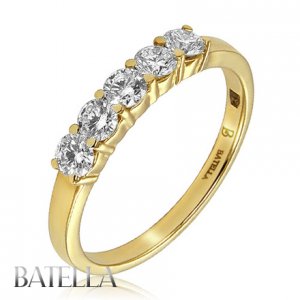 0.61 Carats VVS1, 2 Round Diamonds Wedding Anniversary Band Ring 14k Yellow Gold
