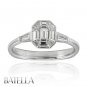 1.20 Ct E-F/VVS2-VS1 Emerald & Baguette Diamonds Engagement Ring 18k White Gold