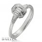 1.20 Ct E-F/VVS2-VS1 Emerald & Baguette Diamonds Engagement Ring 18k White Gold