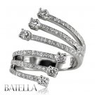 0.60 Ct G-H/VS1-VS2 EX Natural Round Diamonds Pave Ring 18k White Gold Ladies