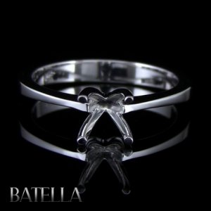 Solitaire Setting Mount Engagement Ring 14k W Gold For Round Princess Diamonds