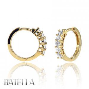 0.38 Ct H I VS1 VS2 Ex Natural Round Cut Diamond Hoop Earrings 14k Yellow Gold