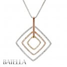 .50 Ct F-G/SI1,2 Natural Round Diamonds Square Journey Pave Pendant 14k Mix Gold