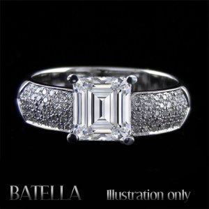 GIA Certify 1.36 Carat E/SI2 Emerald Diamond Pave Engagement Ring 14k White Gold