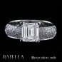 GIA Certify 1.36 Carat E/SI2 Emerald Diamond Pave Engagement Ring 14k White Gold