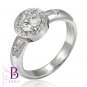 0.92 Carat F/SI2 EX Round Diamond Engagement Rings 18k White Gold Halo Setting