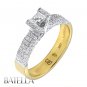 0.69 Ct D/VVS1 Princess & Round Pave Diamond Engagement Rings W & Y 18k Gold