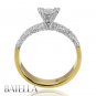 0.69 Ct D/VVS1 Princess & Round Pave Diamond Engagement Rings W & Y 18k Gold