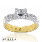 0.69 Ct D/VVS1 Princess & Round Pave Diamond Engagement Rings W & Y 18k Gold