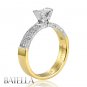 0.69 Ct D/VVS1 Princess & Round Pave Diamond Engagement Rings W & Y 18k Gold