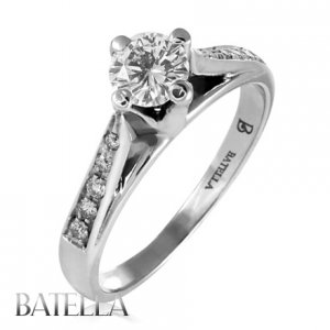 0.55 Ct F/SI2 Natural Round Brilliant Diamonds Engagement Rings 18k White Gold
