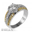 Estate 1.33 Catat Vintage Fancy Yellow Round Genuine Diamond Engagement Ring 18k