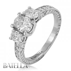 Estate 1.35 Ct Natural Oval Round Genuine Diamonds 3 Stone Engagement Ring 14k