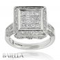 Estate 1.53 Carat Natural Princess Diamond & Round Diamonds Ring 18k White Gold