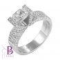 GIA Certified Estate 2.44 Ct Cushion Pave Diamond Engagement Ring 18k White Gold