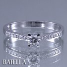 Estate 0.25 Carat Natural Round Genuine Diamond Engagement Ring 14k White Gold