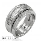 Estate 1.15 Ct Invisible Natural Baguette & Round Cut Genuine Diamonds Ring 18k
