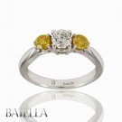 Estate 0.81 Ct Natural Fancy Yellow Round Genuine Diamond Engagement Ring 18k