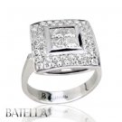 1.20 Ct Natural Princess Invisible Genuine Pave Diamonds Ring 18k By Batella