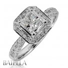 GIA Certified Estate 1.39 Ct H/VS2 Radiant Diamond Engagement Halo Ring 18k Gold