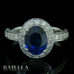 Estate 3.96 Ct  Natural Blue Sapphire Vintage Round Diamonds Pave Ring 18K Gold