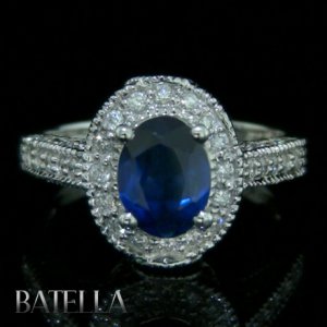 Vintage Diamond Engagement Ring 1.91 Ct Blue Sapphire 18K  Appraised for $6,904