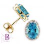 Estate 2.40 Carat Natural Blue Topaz Diamond Vintage Stud Earrings 14k Gold