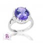 Estate 4.26 Ct Natural Amethyst Vintage Round Cut Diamonds Ring 14k White Gold