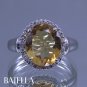 Estate 3.60 Ct Vintage Natural Yellow Citrine Round Cut Diamonds Ring 14k White