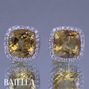 Estate 8.00 Carat Natural Citrine Diamond Vintage Earrings 18k Yellow Gold